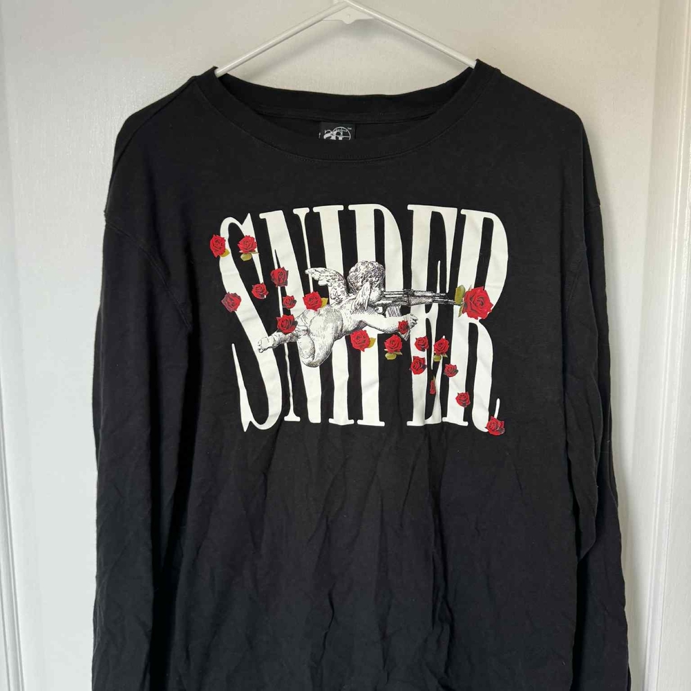 On Running Black Long Sleeve Tee with White and Red Design